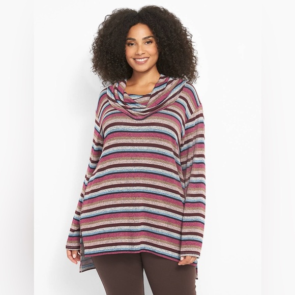 Lane Bryant Cowl Neck Hacci Eloise Striped Top size 18/20 - Picture 1 of 8